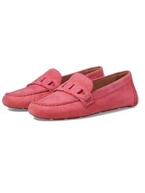 Cole Haan Evelyn Driver Loafer Slip on Flats Size 8 Rose Pink Suede Chain NEW